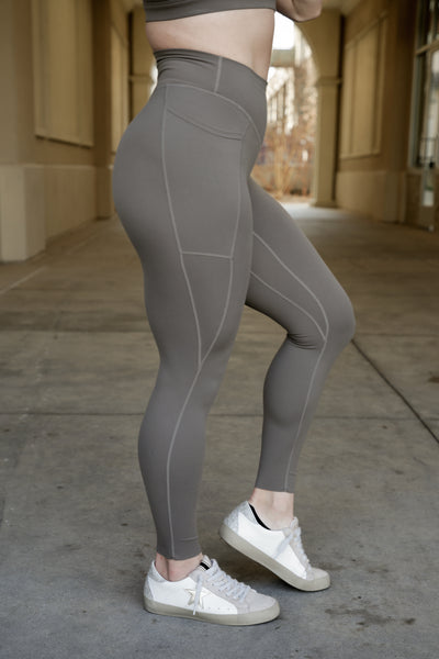 NKD Leggings With Pockets Mid Waist | Battlefield Brown