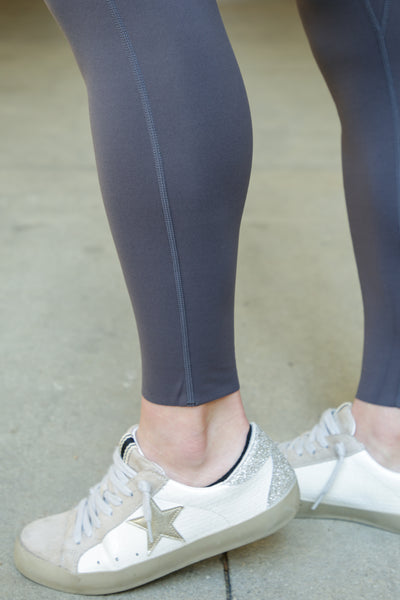 NKD Leggings With Pockets Mid Waist | Gunmetal Grey