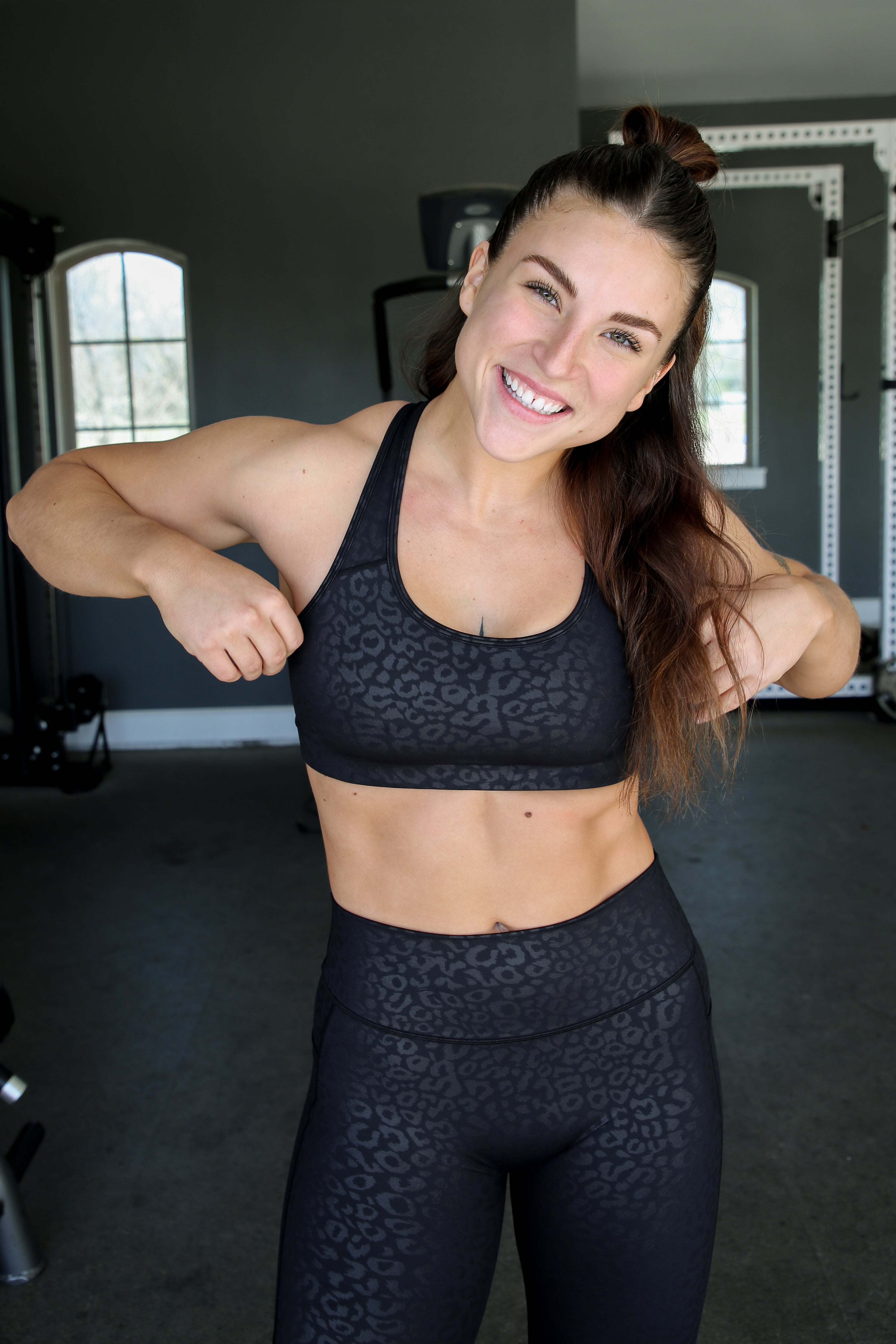 Empowered Sports Bra | Black Leopard