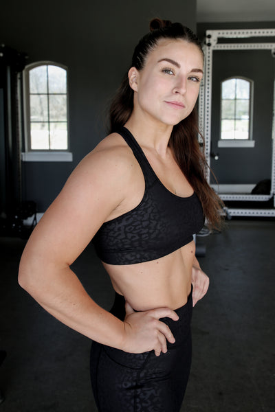 Empowered Sports Bra | Black Leopard