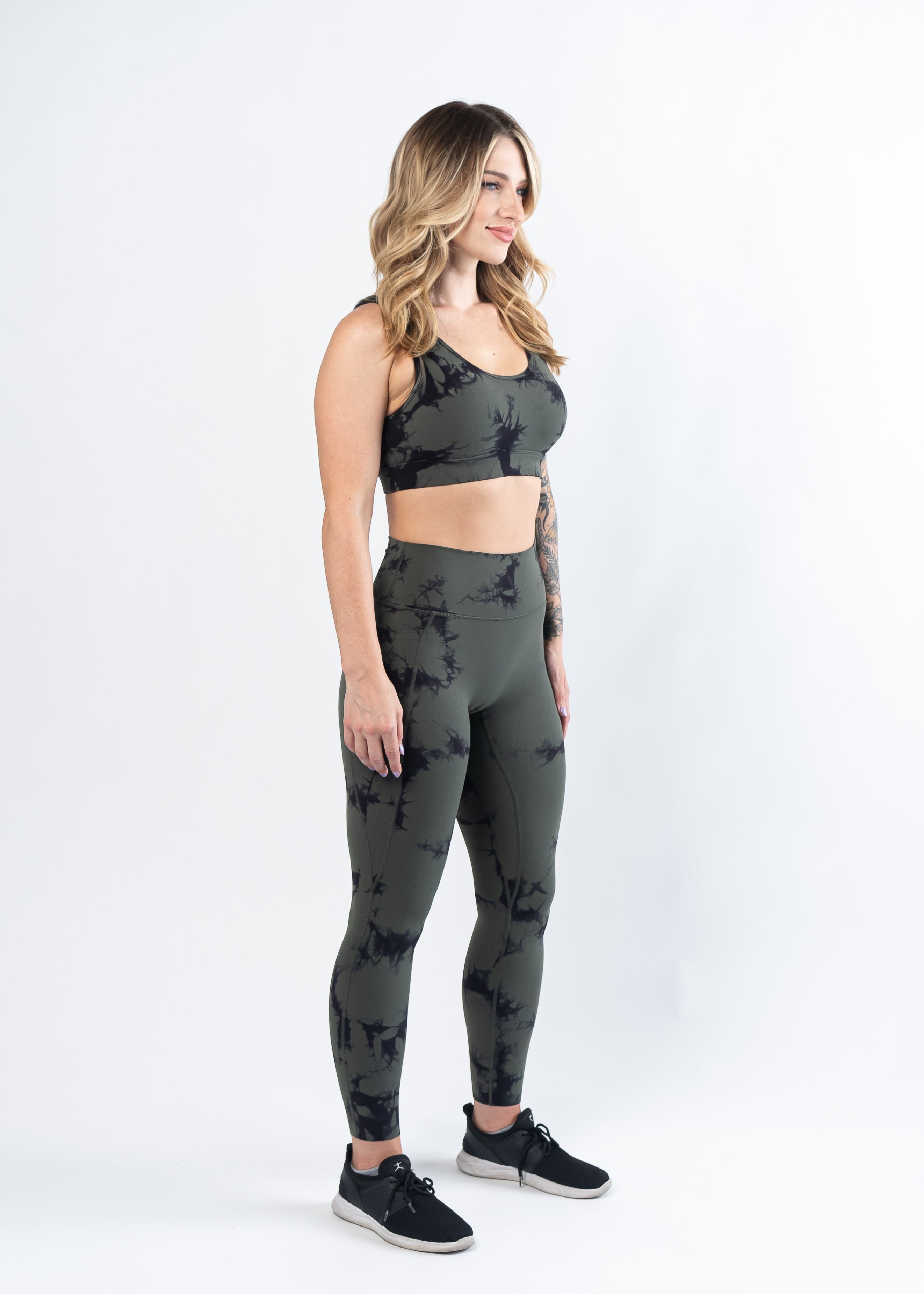 NKD Leggings With Pockets | Green & Black Marble