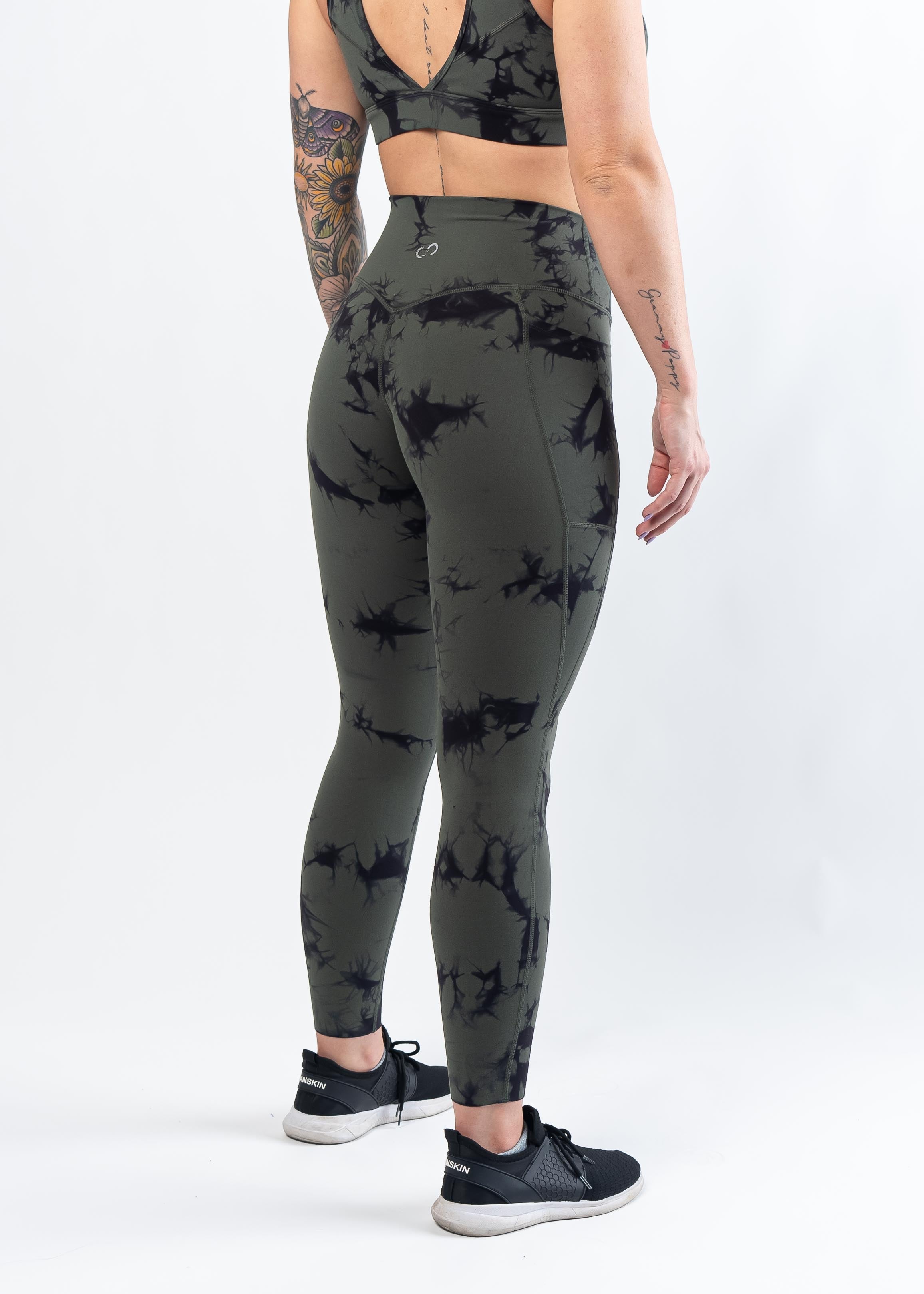 NKD Leggings With Pockets | Green & Black Marble