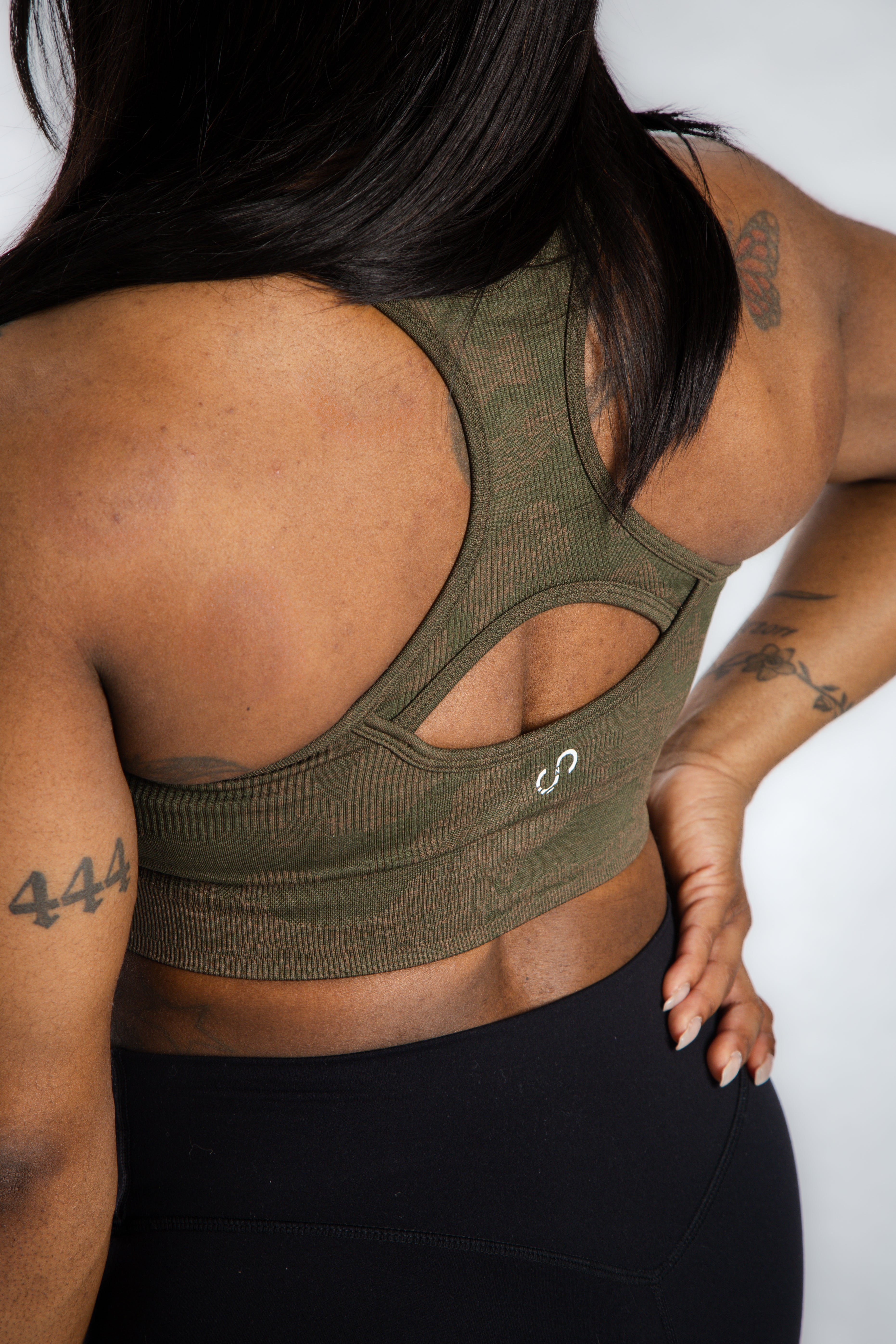 Seamless Bra | Green & Brown Camo