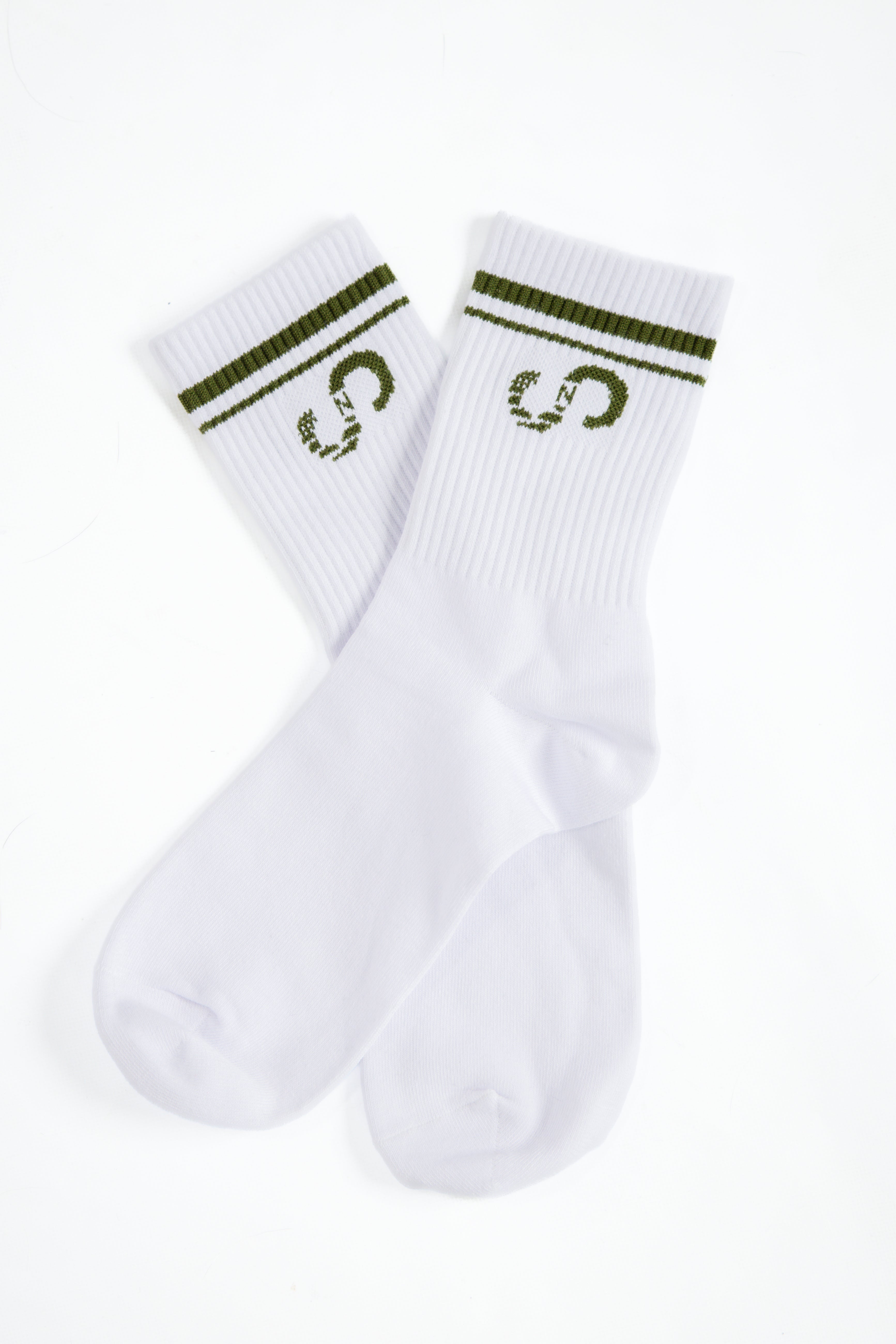 Crew Socks | White/OD Green