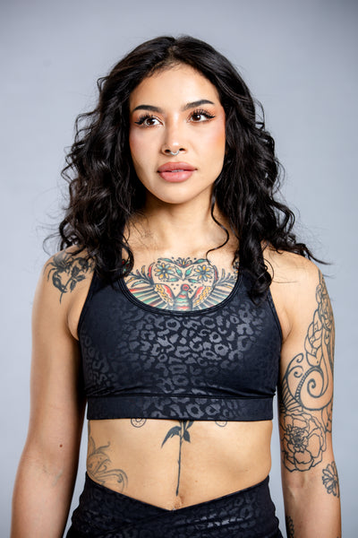 Empowered Sports Bra | Black Leopard