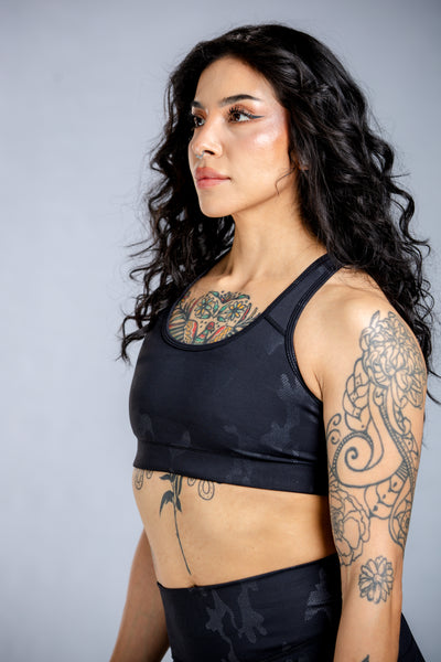 Empowered Sports Bra | Black Camo