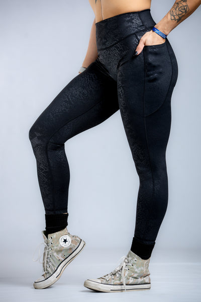 Empowered Leggings With Pockets | Black Snakeskin