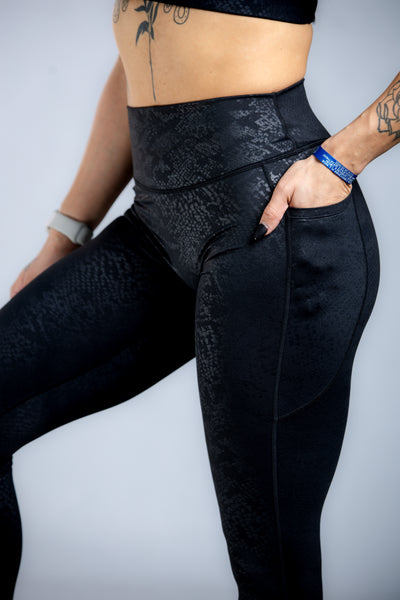 Empowered Leggings With Pockets | Black Snakeskin