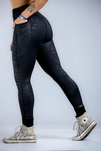 Empowered Leggings With Pockets | Black Snakeskin