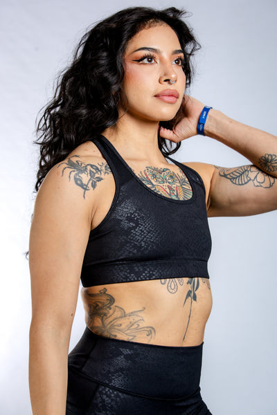 Empowered Sports Bra | Black Snakeskin