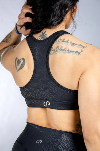 Empowered Sports Bra | Black Snakeskin