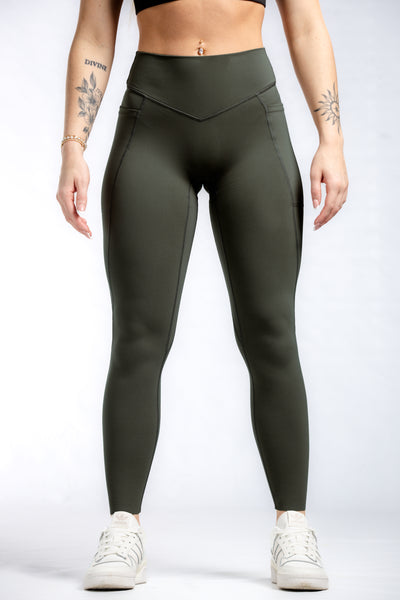 NKD Leggings With Pockets Mid Waist | OD Green