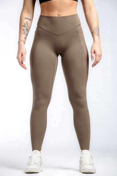 NKD Leggings With Pockets Mid Waist | Battlefield Brown