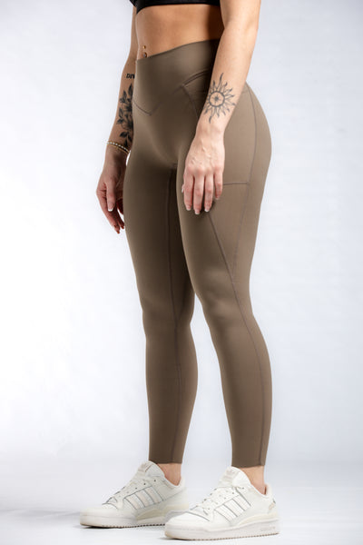 NKD Leggings With Pockets Mid Waist | Battlefield Brown