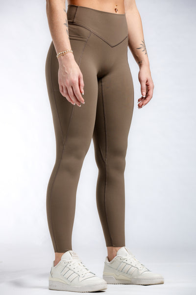 NKD Leggings With Pockets Mid Waist | Battlefield Brown