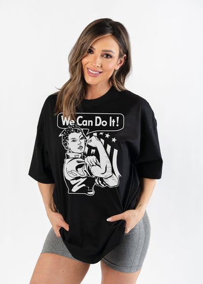 Oversized Tee | Black "We can do it"