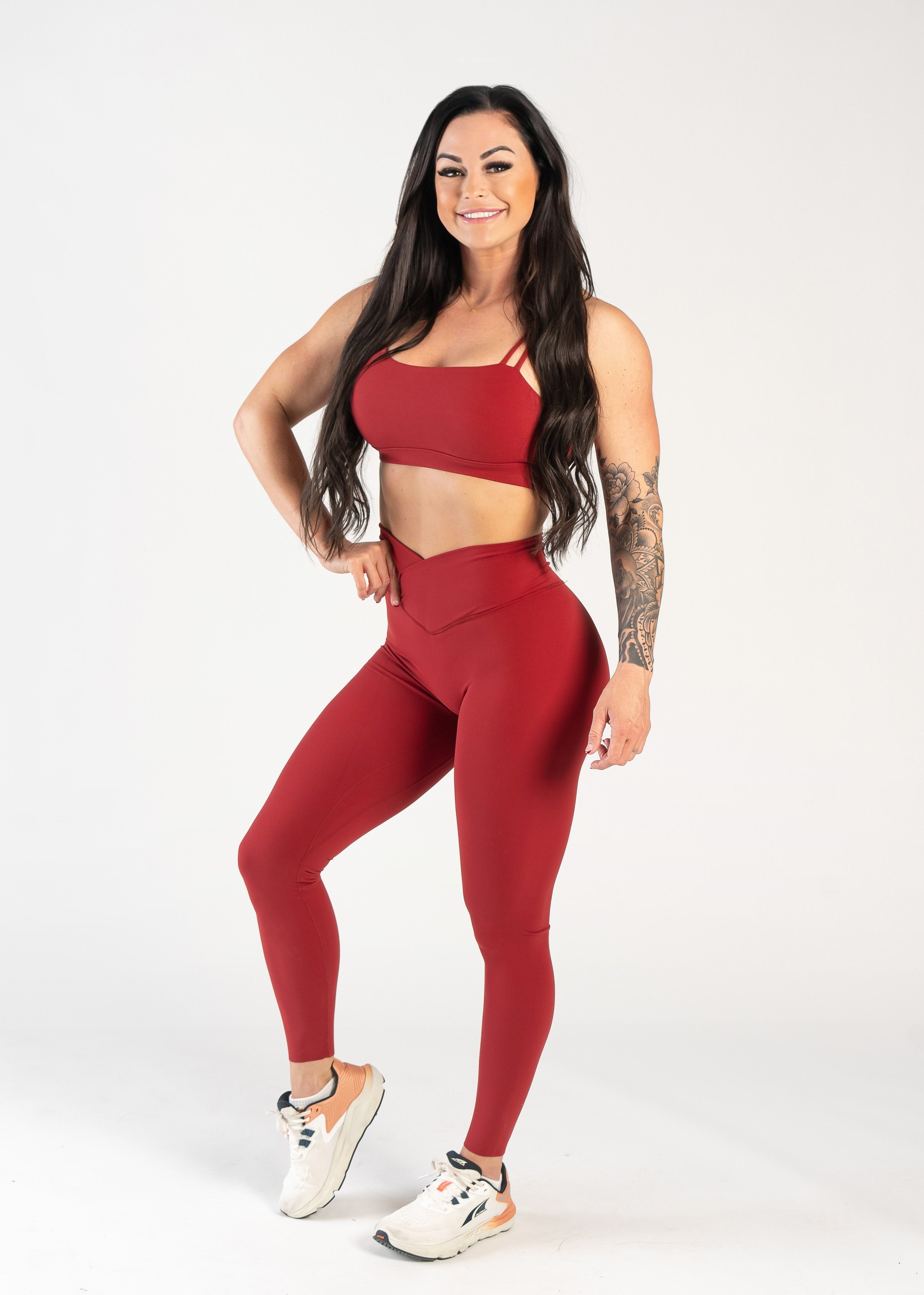 Red deals cropped leggings