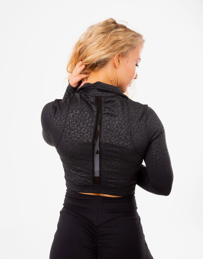 Lightweight Crop Jacket | Black Leopard