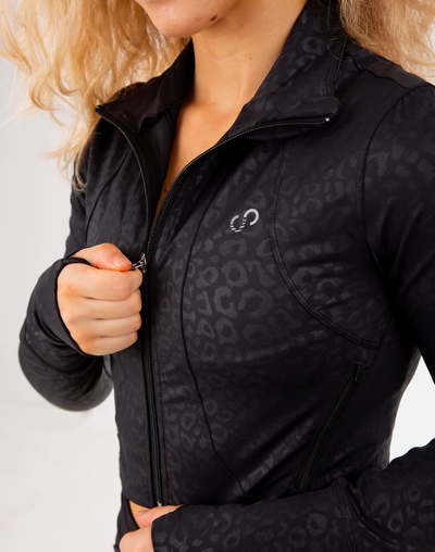 Lightweight Crop Jacket | Black Leopard