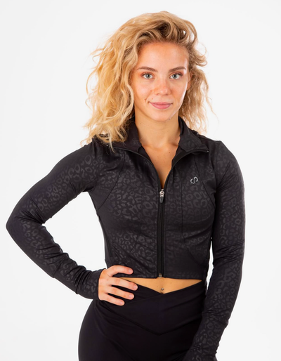 Lightweight Crop Jacket | Black Leopard