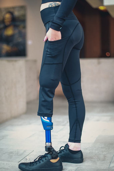 Amputee Leggings With Pockets | Right Leg Above the Knee | Black